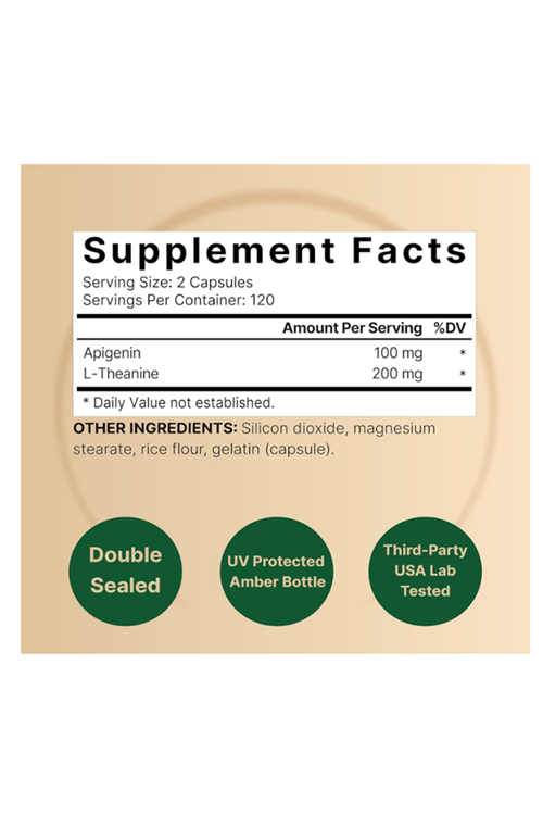 NatureBell Apigenin 100mg with L-Theanine, 240 Capsules (50mg Apigenin Per Capsule) – Extra Strength Sleep & Relaxation.