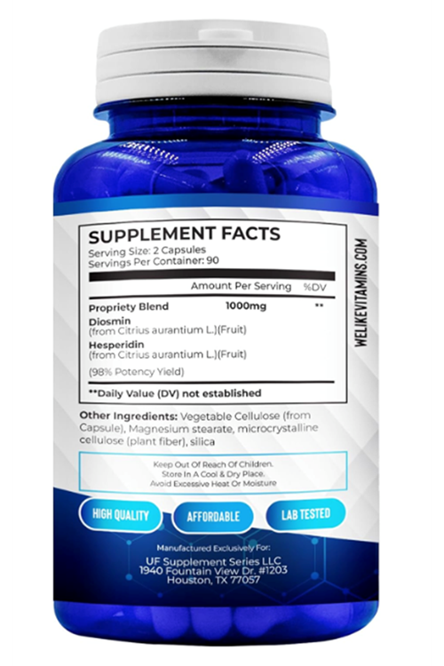 We Like Vitamins Diosmin Hesperidin 1000mg – 180 Capsules – 90 Day Supply.USA.59.