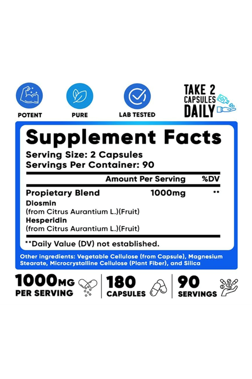 We Like Vitamins Diosmin Hesperidin 1000mg – 180 Capsules – 90 Day Supply.USA.59.