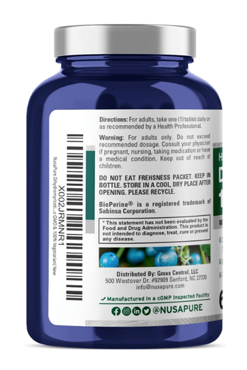NusaPure Dihydromyricetin (DHM) + BioPerine 1,000mg 60 Veggie Tablets. USA.54.