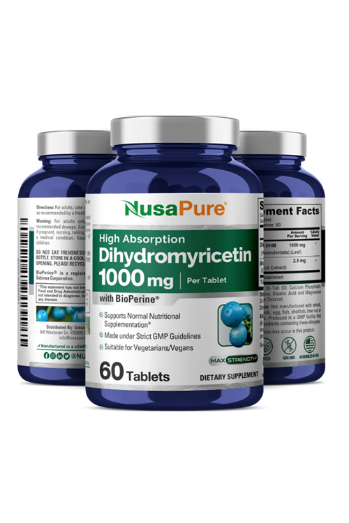 NusaPure Dihydromyricetin (DHM) + BioPerine 1,000mg 60 Veggie Tablets. USA