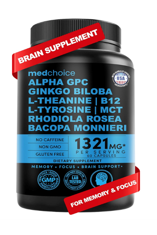 MEDCHOICE Nootropic Brain Memory Focus Ginkgo Biloba 1321mg  60 Capsul.(Ösg Özel Sporcu Gıdaları)