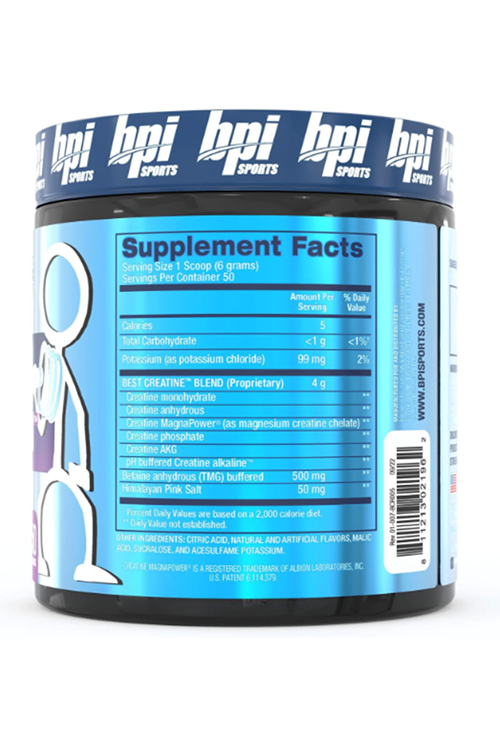 BPI Sports Best Creatine - Creatine Monohydrate, Himalayan Salt - Strength, Pump, Endurance, Muscle Growth, Muscle Definition - No Bloat - 50 Servings