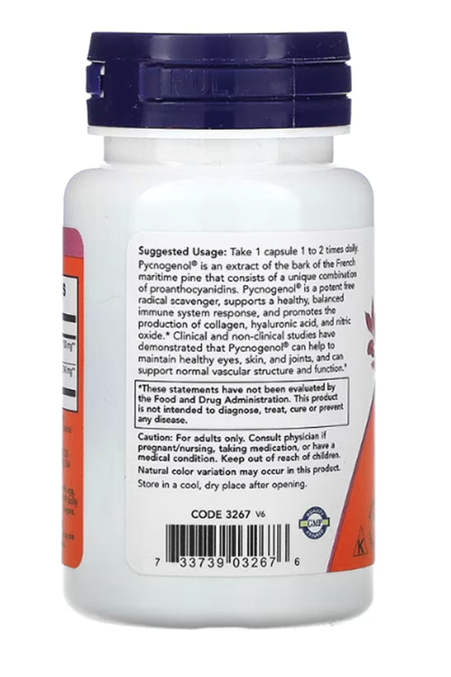 NOW Foods, Pycnogenol, 100 mg, 60 Veg Capsules.Abd Menşei.4181