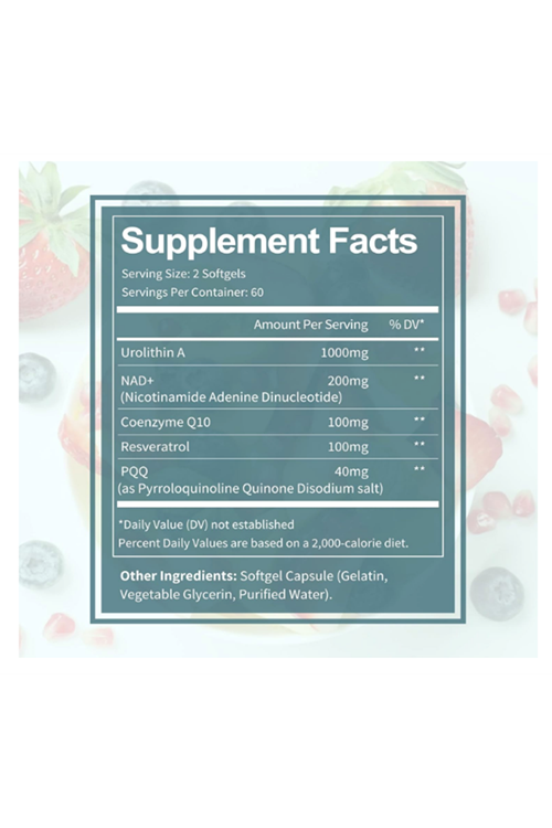 Totaria Healt Urolithin A  1000mg with NAD+,CoQ10,Resveratrol,PQQ for Men Women 120 Softgels.Made ın Usa.4054