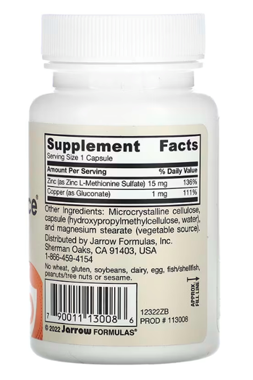 Jarrow Formulas, Vegan Zinc Balance, 100 Veggie Capsul.Mde ın Usa.39.