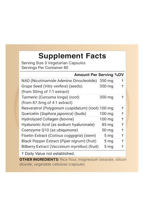 NatureBell NAD+ 1,500mg  240 Veggie Capsul 10-in-1 Complex with Resveratrol Plus Hyaluronic Acid, Quercetin, Fisetin, Collagen, & More – Nicotinamide.4054.