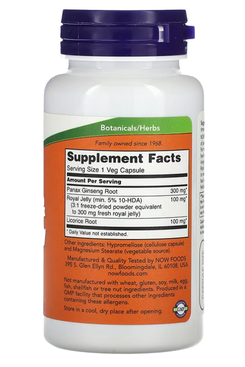 NOW Foods, Ginseng  Royal Jelly, 90 Veg Capsules.41.