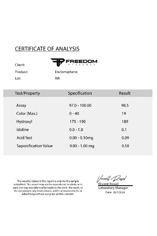 Freedom Research Enclomiphene 12.5mg 60 Capsul.Made ın Usa 49.