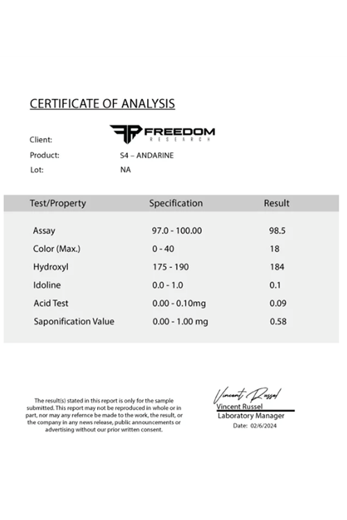 Freedom Research  S-4  Andarin 25mg. 60 Capsul .Made ın Usa.3740