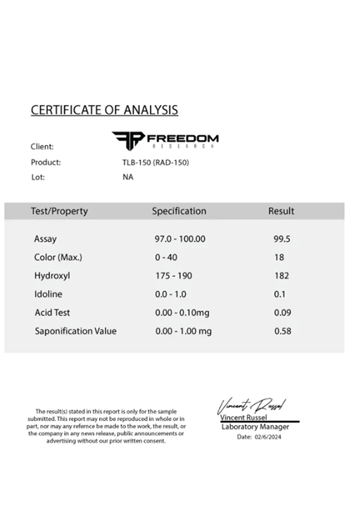 Freedom Research TLB-150 (RAD-150) 90 Capsul.Made ın Usa 3944