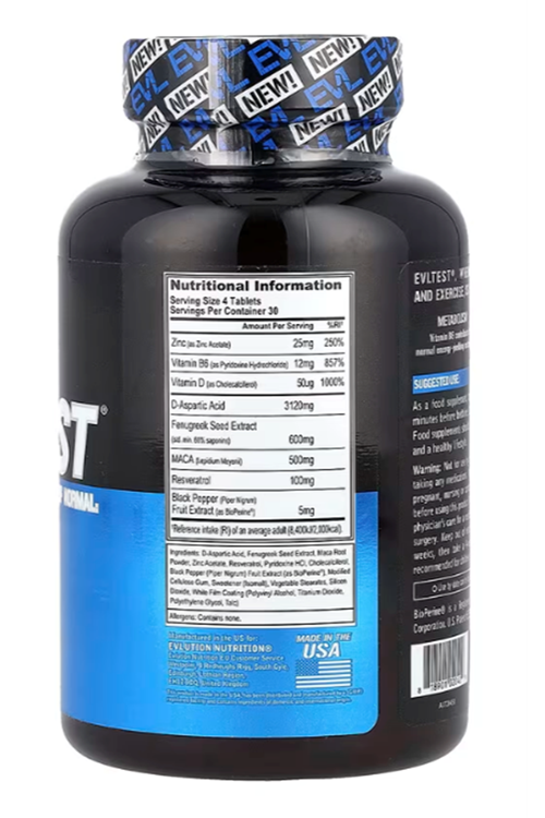 EVL Nutrition, EVLTEST®, 120 Tablets.Usa Versio44n