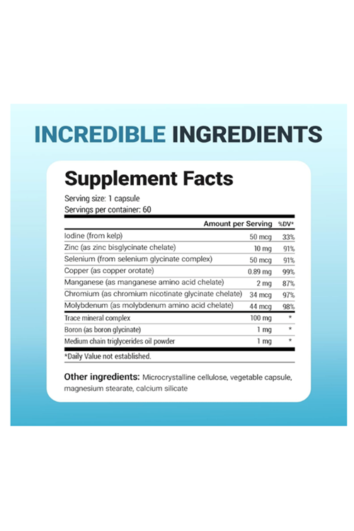Dr. Berg Trace Minerals Enhanced Complete with 70+ Minerals Including 10 mg of Zinc - 60 Capsules.64.