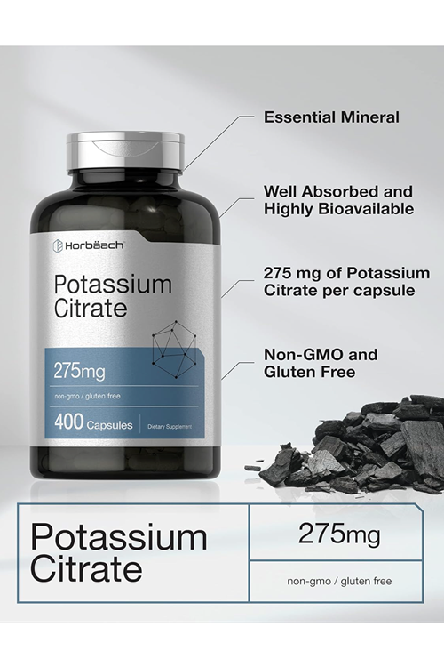 Horbaach Potassium Citrate 275 mg 400 Capsules Non-GMO, Gluten Free.45.