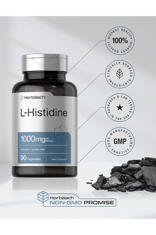 Horbaach L-Histidine 1000mg 90 Capsules Non-GMO and Gluten Free.4045