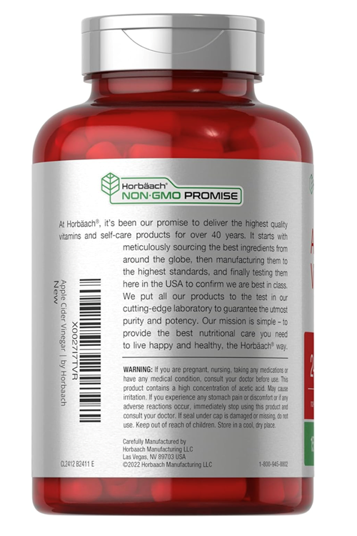 Horbaach Apple Cider Vinegar Capsules 2400mg 150 Count Non-GMO, Gluten Free