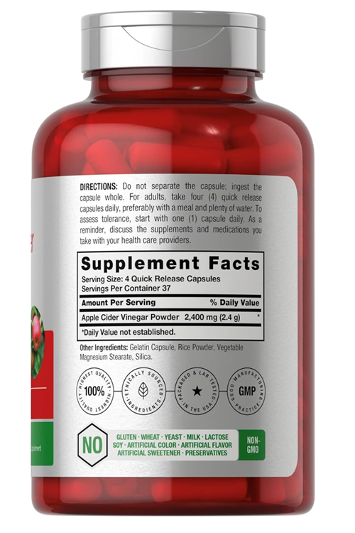 Horbaach Apple Cider Vinegar Capsules 2400mg 150 Count Non-GMO, Gluten Free