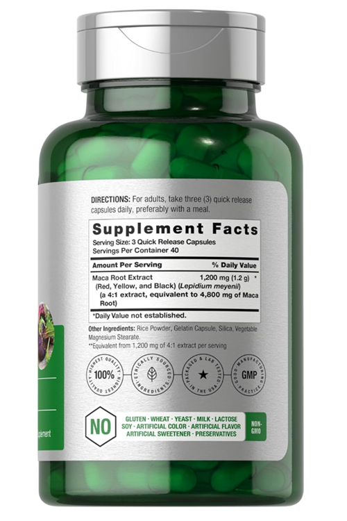 Horbaach Maca Root Capsules 120 Pills High Potency Extract Non-GMO Gluten Free.37.