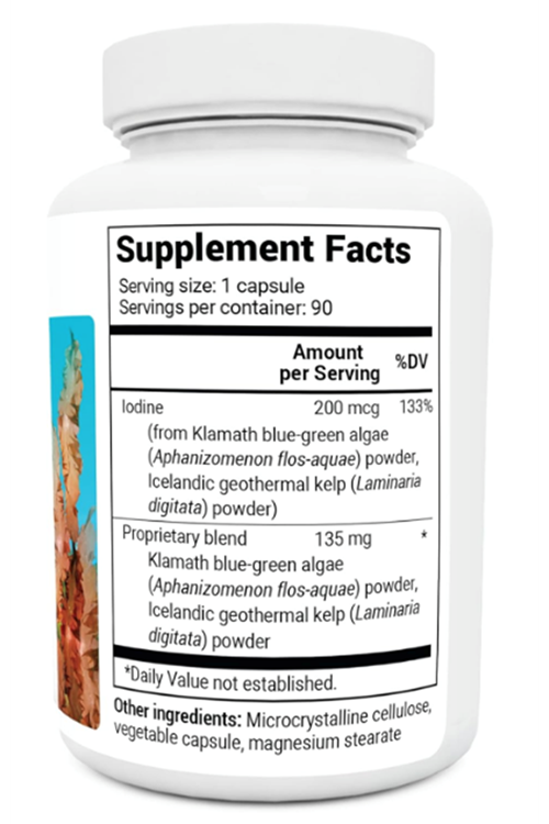 Dr. Berg  Sea Kelp - 200mcg  Premium Iodine - Blend Includes Klamath Blue-Green Algae - 90 Capsules.57