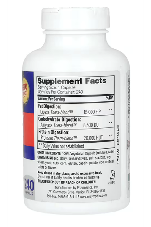 Enzymedica, Lypo Gold, For Fat Digestion, 240 Capsules.Abd Menşei