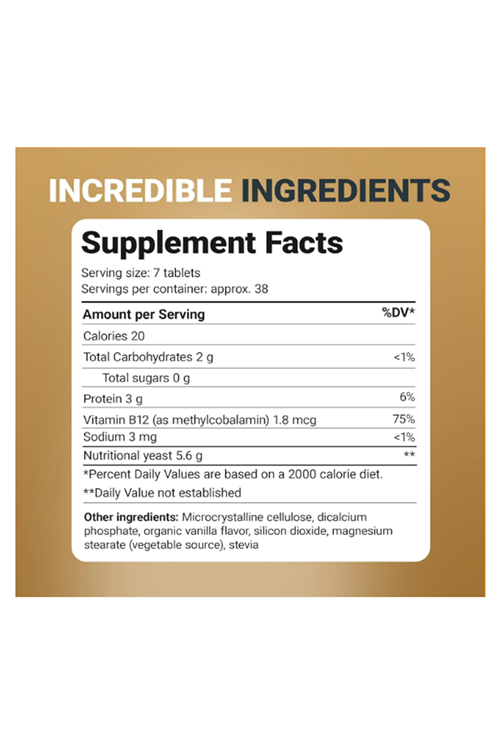 Dr. Berg Nutritional Yeast – Natural B12 Added - All 8 B Vitamin Complex – Organic Vanilla Flavor - 270 Vegan Tablets