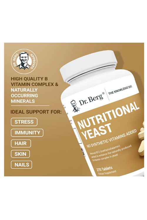 Dr. Berg Nutritional Yeast – Natural B12 Added - All 8 B Vitamin Complex – Organic Vanilla Flavor - 270 Vegan Tablets