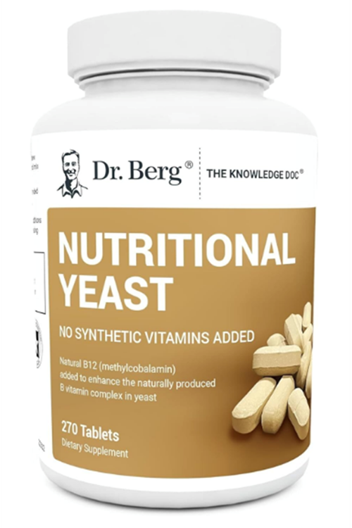 Dr. Berg Nutritional Yeast – Natural B12 Added - All 8 B Vitamin Complex – Organic Vanilla Flavor - 270 Vegan Tablets