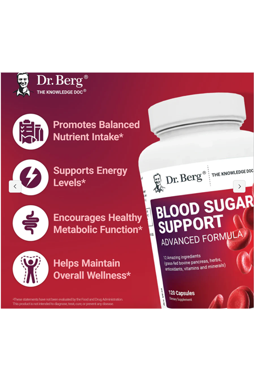 Dr. Berg  Blood Sugar Support Advanced Formula with Chromium & Potassium 120- Vegetable Capsul.Abd Menşei.64.