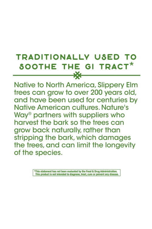 Nature's Way, Slippery Elm Bark, 1,600 mg, 100 Vegan Capsules.Abd Menşei.36.