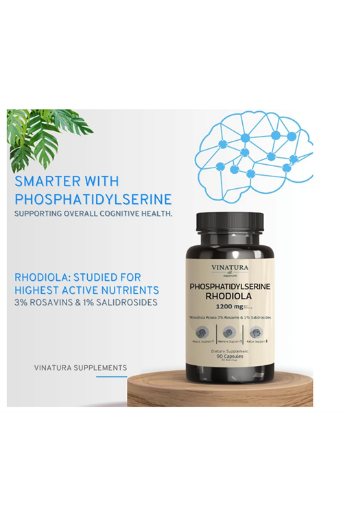 VINATURA PhosphatidylSerine 300mg - with Rhodiola Rosea, 90 Capsules 45 Servings.Made ın Usa