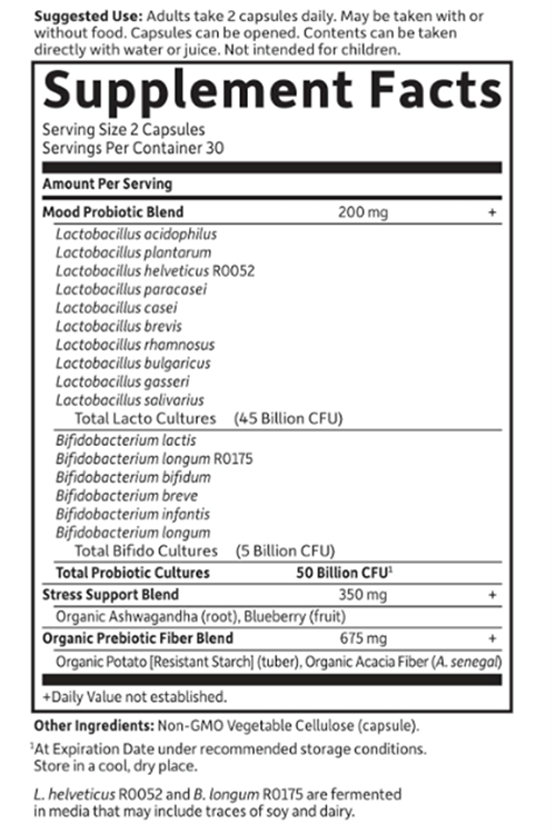 Garden of Life Probiotics Mood+ 60 Veggie Caps.Made ın Usa.