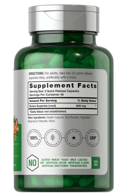 Horbaach Butea Superba Root 840mg  90 Capsul  Male Performance  Non GMO, Gluten Free.Made ın Usa.4037