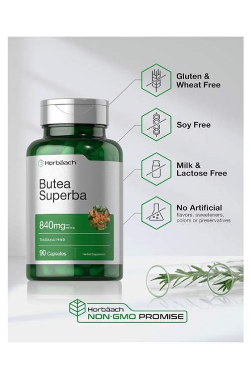 Horbaach Butea Superba Root 840mg  90 Capsul  Male Performance  Non GMO, Gluten Free.Made ın Usa.4037