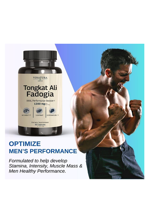 VINATURA Tongkat Alı & Fadogia Agrestis - 1200mg, L-Citrulline and L-Arginine, 60 Capsul.Made ın Usa.54.