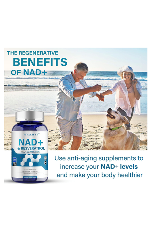 VIVALIFER NAD+ 1500 mg - 120 Capsules High Purity NAD+ & Resveratrol - TMG. Abd Menşei.56.