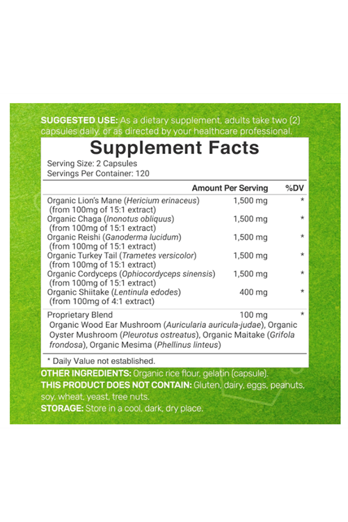 DEAL SUPPLEMENT  Organic 10-in-1 Mushroom  8,000mg Per Serving, 240 Capsules – Lions Mane, Turkey Tail, Reishi, Cordyceps & More Mushroom Complex – Immune, Energy & Nootropic Brain Support .4246