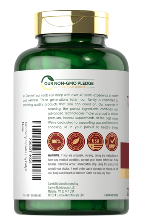 Carlyle Tart Cherry  10,500mg   200 Release Capsules.Made ın Usa.46.