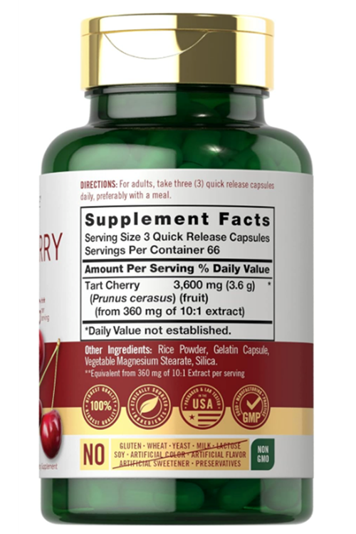 Carlyle Tart Cherry Extract Capsules  200 Release Capsul.Made ın Usa