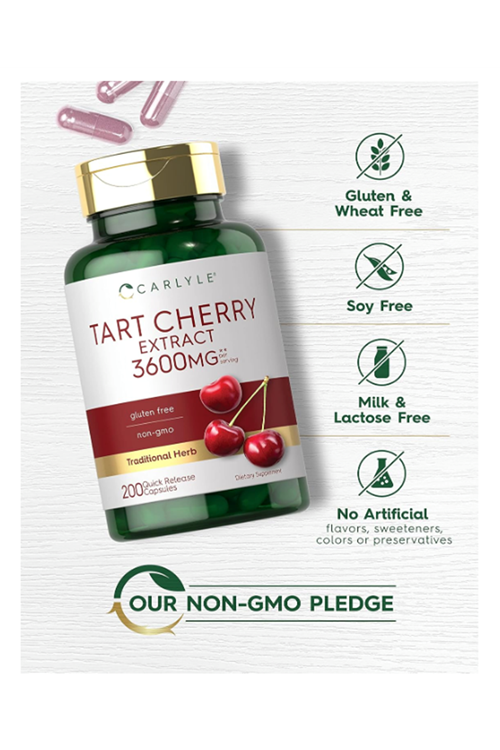 Carlyle Tart Cherry Extract Capsules - 3,600mg -  200 Release Capsul.Made ın Usa