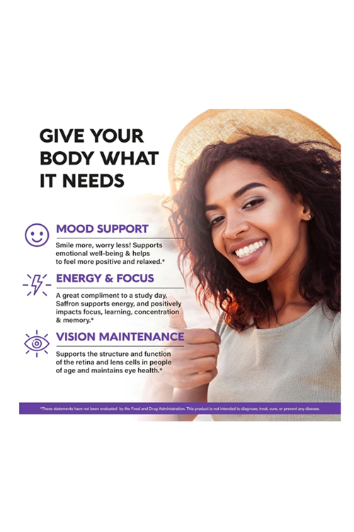 NUTRAHARMONY Saffron Extract 88.5 mg - Made in USA - Mood  Focus  Vision  Energy Support - Women & Men - NonGMO Vegan - 90  Capsules.