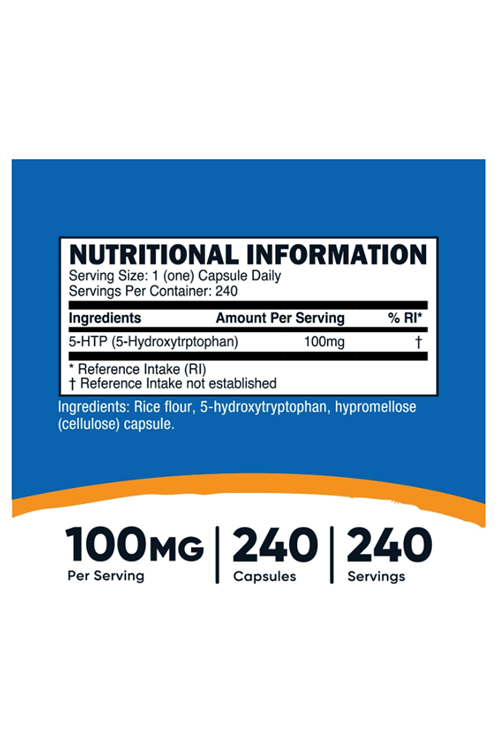 Nutricost 5-HTP 100mg, 240 Vegetarian Capsules (5-Hydroxytryptophan) - Non-GMO