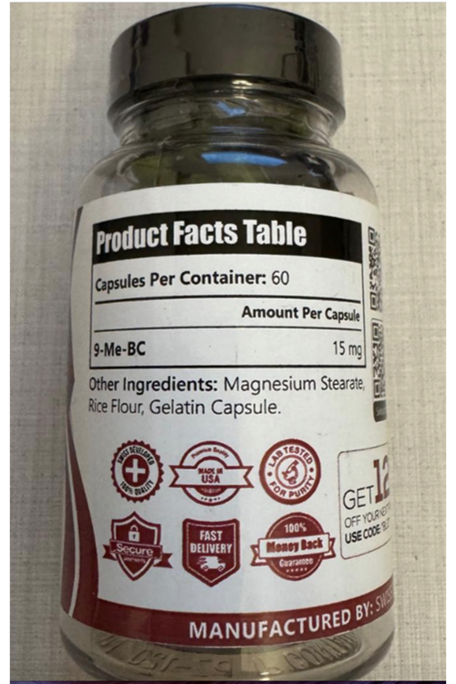 SwissChems  9-Me-BC (9mbc), (15mg/capsule) 60 Capsules.Orj Usa Firma Ürünü.3992