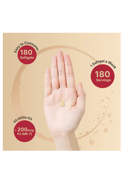 Naturebell  Vitamin D3 50,000 IU with K2 200 mcg, 180 Coconut Oil Softgels.Made ın Usa.57.