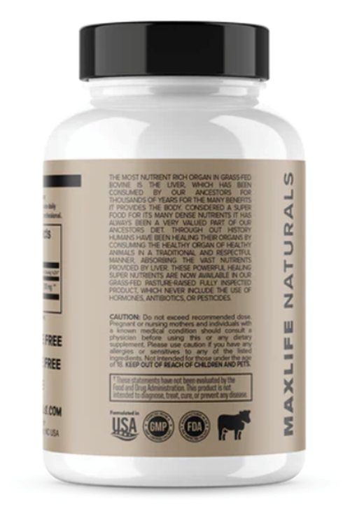 MaxLife Naturals Grass-Fed Beef Liver– 120 Capsules.Made ın Usa 4142