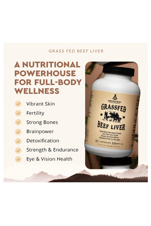 Ancestral Supplements Grass Fed Beef Liver 180 Capsul, Supports Energy Production, Detoxification, Digestion, Immunity and Full Body Wellness, Non-GMO, Freeze Dried Liver Health.65.