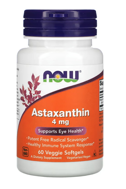 NOW Foods Astaxanthin 4mg  60 Veg Softgels.Made ın Usa..3939