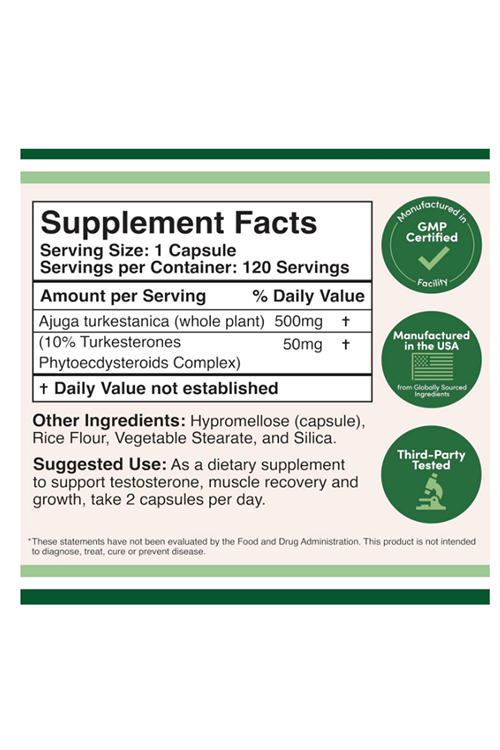 Double Wood TURK 500 Turkesterone Supplement 500mg, 120 Capsul.52.
