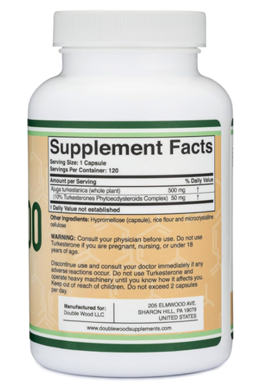 Double Wood TURK 500 Turkesterone Supplement 500mg, 120 Capsul.52.
