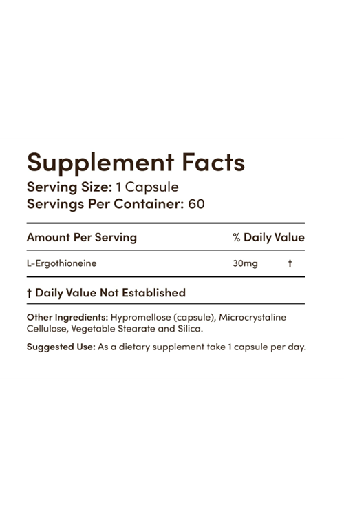 Double Wood Ergothioneine  (EGT) 30mg of Pure, Plant-Based L-Ergothioneine  60 Capsul (May Support Longevity and Healthy Aging.39.