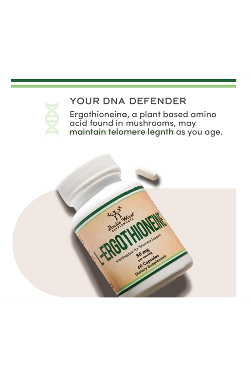 Double Wood Ergothioneine  (EGT) 30mg of Pure, Plant-Based L-Ergothioneine  60 Capsul (May Support Longevity and Healthy Aging.39.